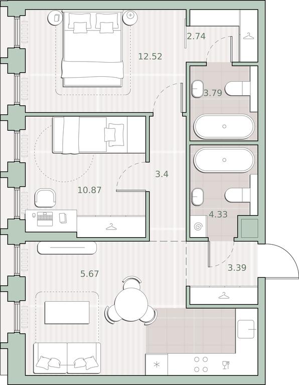 2-BD Apartment Sale, 61.33 sq. m. at Sreda na Kutuzovskom, Ivana Franko Street, Moscow, Russia #1 2-BD Apartment Sale, 61.33 sq. m. at Sreda na Kutuzovskom, Ivana Franko Street, Moscow, Russia #1