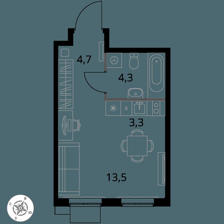 Apartment Sale, 25.8 sq. m. at 1 Izmajlovskij, Montazhnaya Street, 8с13, Moscow, Russia #1