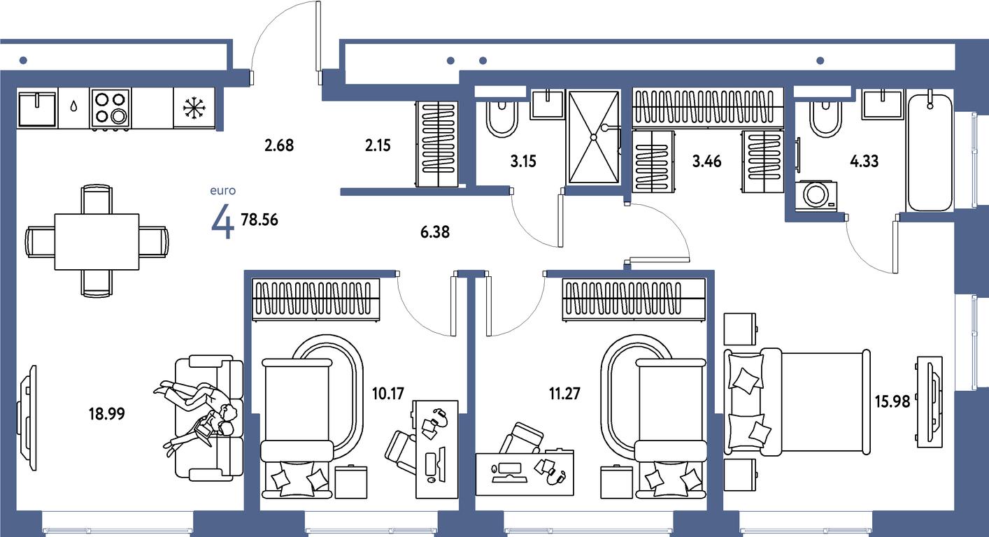 3-BD Apartment Sale, 78.56平方米 at Strana.Parkovaya, ulitsa Komarova, Mytischi, Moscow Region, Russia #1 3-BD Apartment Sale, 78.56平方米 at Strana.Parkovaya, ulitsa Komarova, Mytischi, Moscow Region, Russia #1