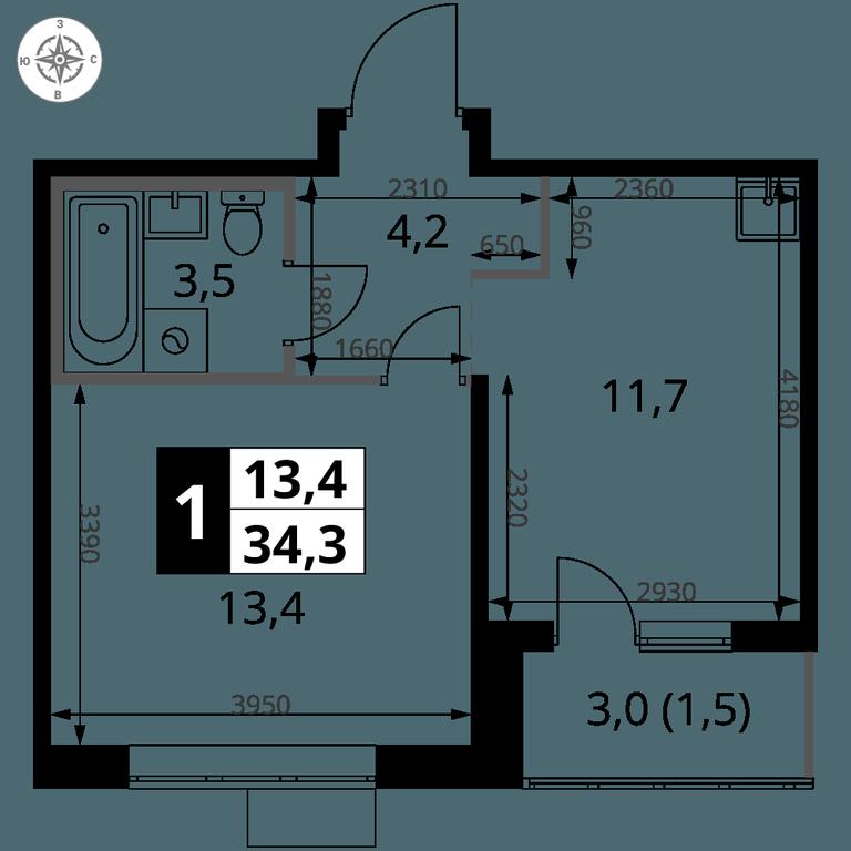 1-BD Apartment Sale, 34.3 sq. m. at 1-y Salarevskiy, Kiyevskoye Highway, Moskovskiy Settlement, Moscow, Russia #2