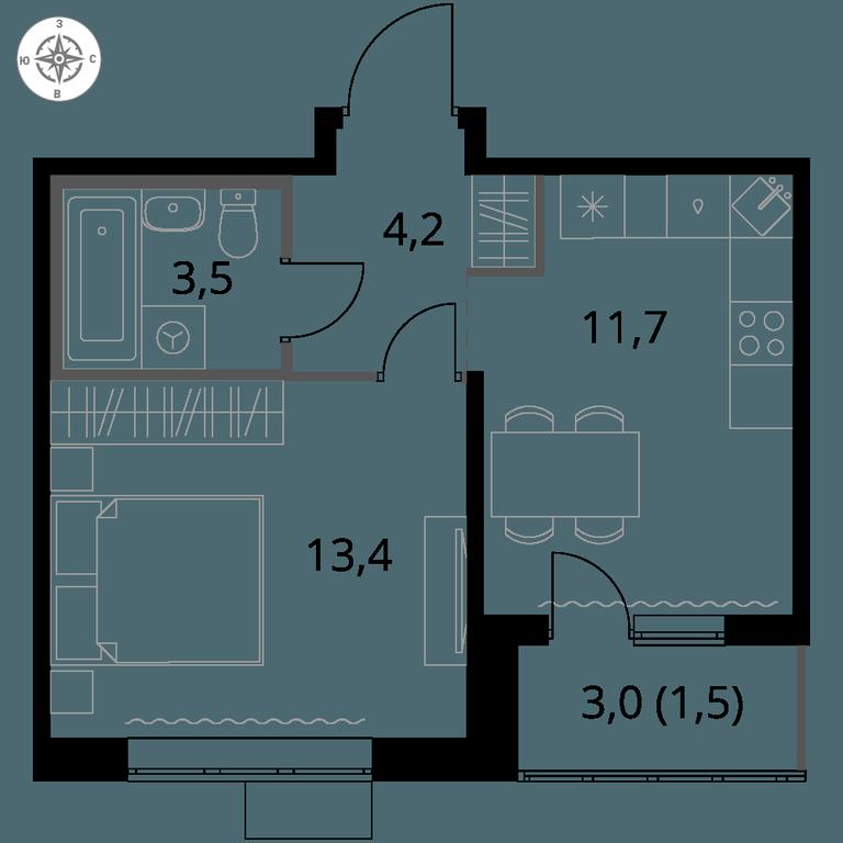 1-BD Apartment Sale, 34.3 sq. m. at 1-y Salarevskiy, Kiyevskoye Highway, Moskovskiy Settlement, Moscow, Russia #1