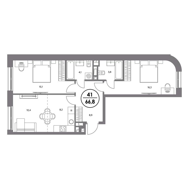 3-BD Apartment Sale, 66.8 sq. m. at Admiral, Shosseynaya Street, 4А, Moscow, Russia #2 3-BD Apartment Sale, 66.8 sq. m. at Admiral, Shosseynaya Street, 4А, Moscow, Russia #2