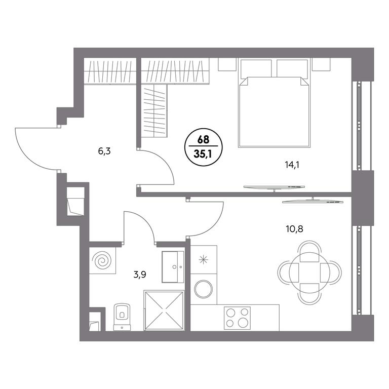 2-BD Apartment Sale, 35.1平方米 at Admiral, Shosseynaya Street, 4А, Moscow, Russia #1 2-BD Apartment Sale, 35.1平方米 at Admiral, Shosseynaya Street, 4А, Moscow, Russia #1