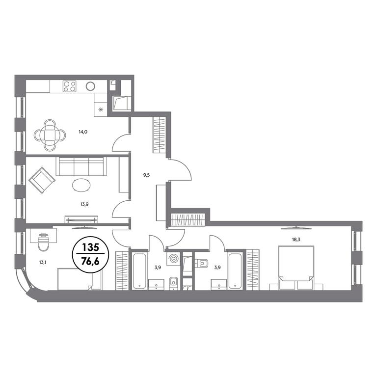 4-BD Apartment Sale, 76.6 sq. m. at Admiral, Shosseynaya Street, 4А, Moscow, Russia #2 4-BD Apartment Sale, 76.6 sq. m. at Admiral, Shosseynaya Street, 4А, Moscow, Russia #2