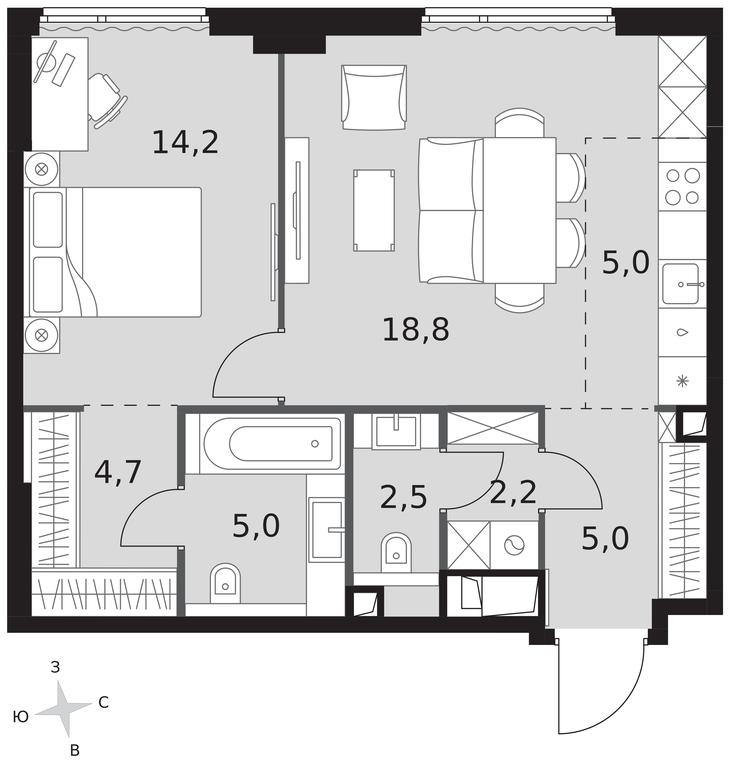 2-BD Apartment Sale, 57.4 sq. m. at Sydney City, Shenogina Street, 2, Moscow, Russia #1