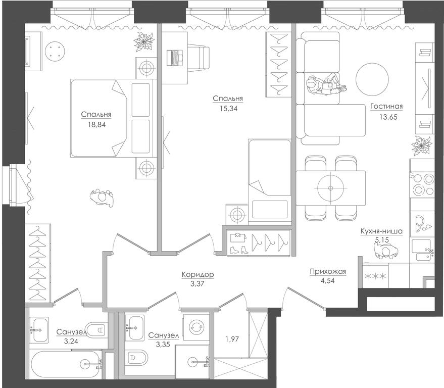 2-BD Apartment Sale, 69.55 sq. m. at Seliger City, Ilmenskiy Drive, 14к3, Moscow, Russia #1 2-BD Apartment Sale, 69.55 sq. m. at Seliger City, Ilmenskiy Drive, 14к3, Moscow, Russia #1