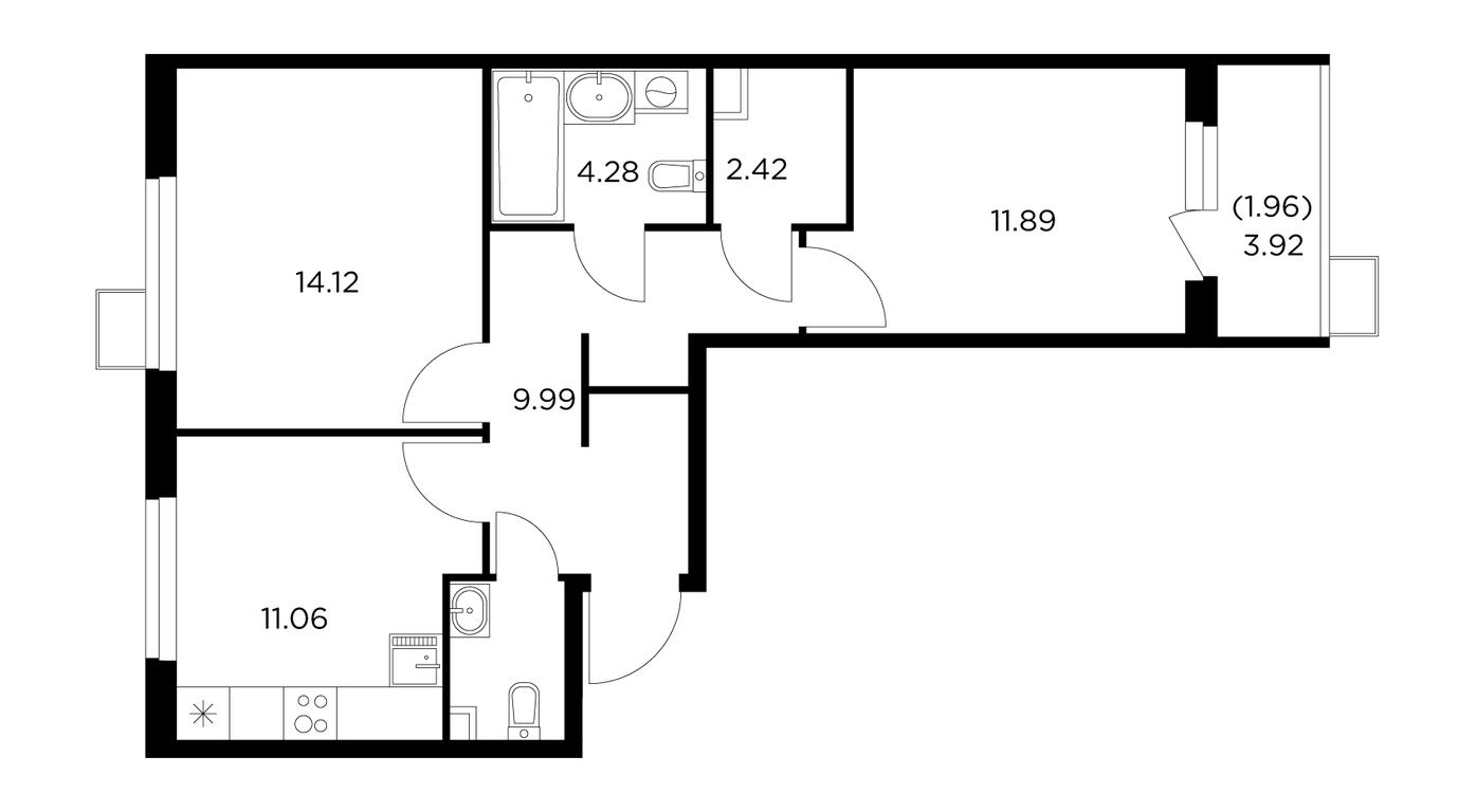 2-BD Apartment Sale, 57.6 sq. m. at Novoe Pushkino, mikrorayon Novoye Pushkino, Pushkino, Moscow Region, Russia #1