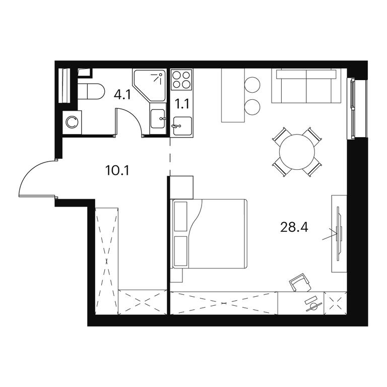 Apartment Sale, 43.7平方米 at Akvilon Signal (Akvilon Signal), Signalny Drive, 12, Moscow, Russia #1