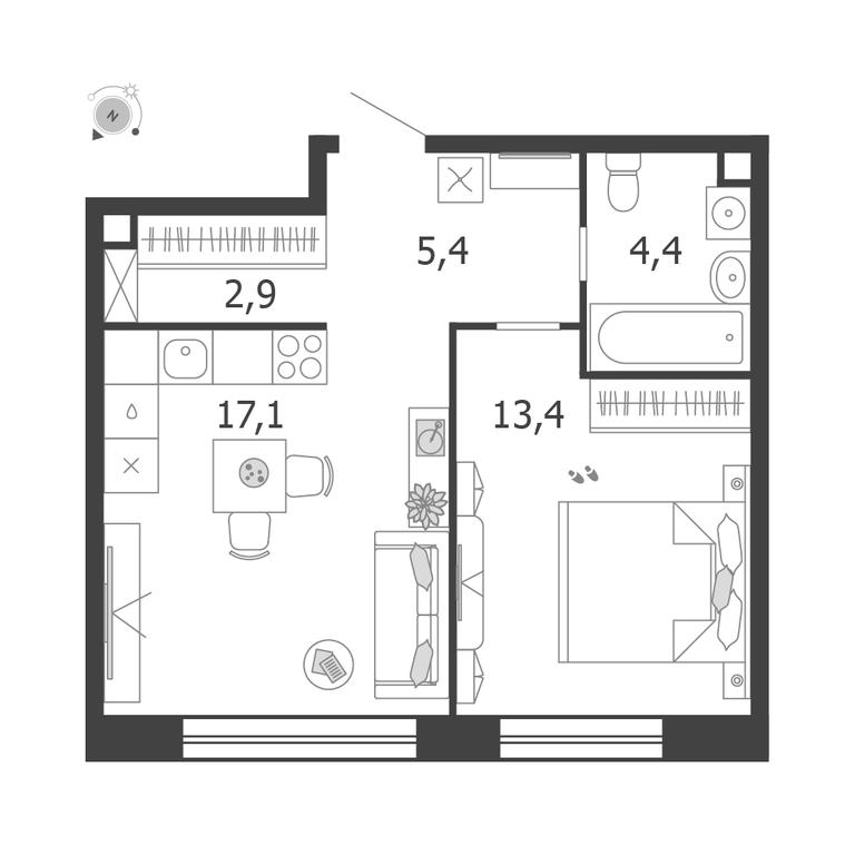 1-BD Apartment Sale, 43.2 sq. m. at Shagal, Автозаводская улица, 23, Москва, Россия #1 1-BD Apartment Sale, 43.2 sq. m. at Shagal, Автозаводская улица, 23, Москва, Россия #1