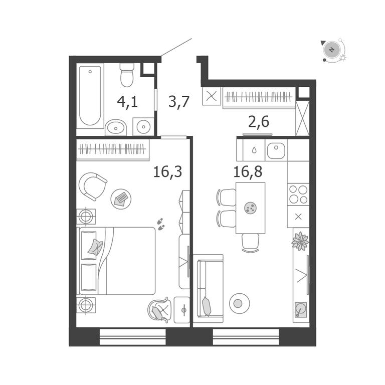 1-BD Apartment Sale, 43.5 sq. m. at Shagal, Автозаводская улица, 23, Москва, Россия #1 1-BD Apartment Sale, 43.5 sq. m. at Shagal, Автозаводская улица, 23, Москва, Россия #1
