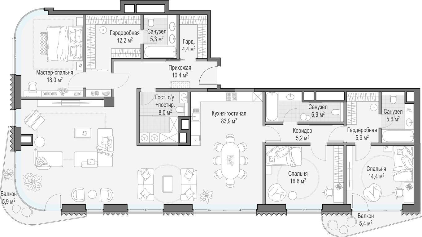 5-BD Apartment Sale, 198.2 sq. m. at Lavrushinskiy, Lavrushinsky Lane, 11к1, Moscow, Russia #1
