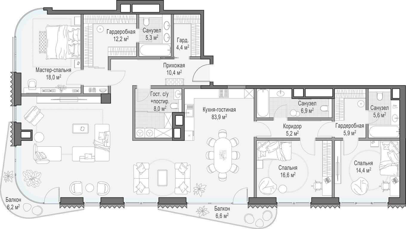 5-BD Apartment Sale, 198.9 sq. m. at Lavrushinskiy, Lavrushinsky Lane, 11к1, Moscow, Russia #1