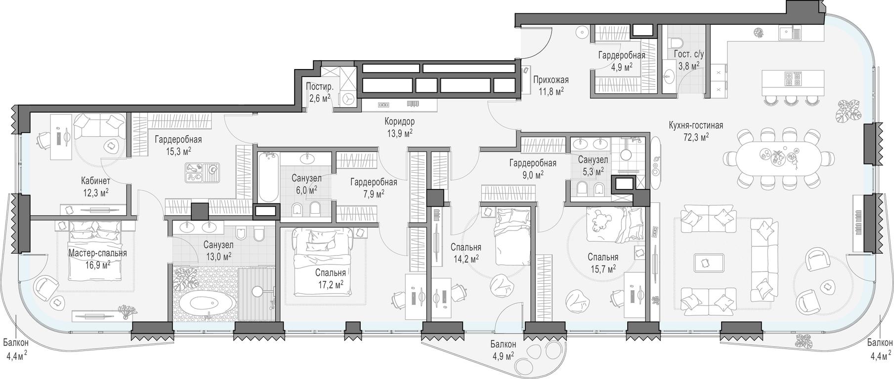 5-BD Apartment Sale, 243.5 sq. m. at Lavrushinskiy, Lavrushinsky Lane, 11к1, Moscow, Russia #1