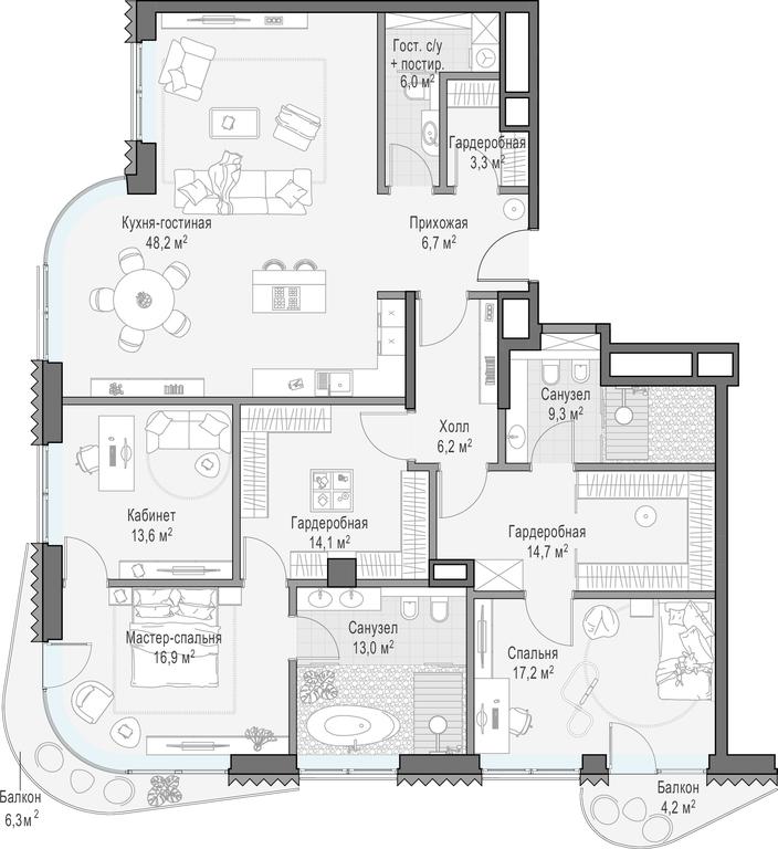2-BD Apartment Sale, 170.3 sq. m. at Lavrushinskiy, Lavrushinsky Lane, 11к1, Moscow, Russia #1 2-BD Apartment Sale, 170.3 sq. m. at Lavrushinskiy, Lavrushinsky Lane, 11к1, Moscow, Russia #1
