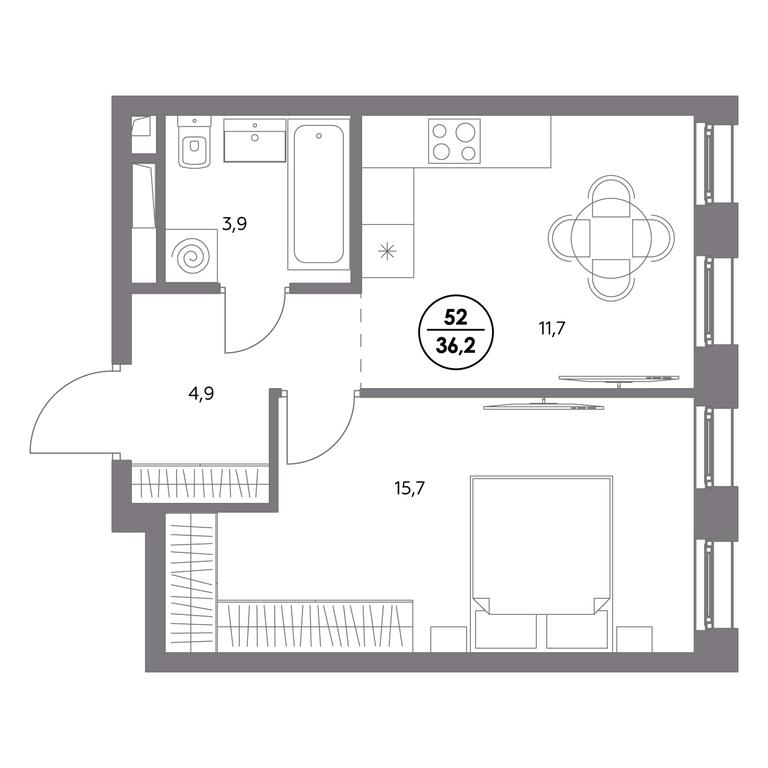 2-BD Apartment Sale, 36.2 sq. m. at Admiral, Shosseynaya Street, 4А, Moscow, Russia #1 2-BD Apartment Sale, 36.2 sq. m. at Admiral, Shosseynaya Street, 4А, Moscow, Russia #1