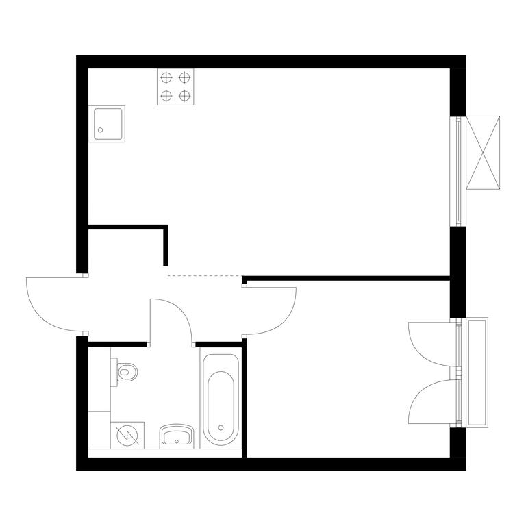 1-BD Apartment Sale, 36.3 sq. m. at Ilinskie Luga, Zapovednaya Street, 1, posyolok Ilyinskoye-Usovo, Krasnogorsk City District, Moscow Region, Russia #1