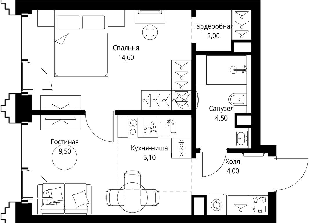 1-BD Apartment Sale, 39.7平方米 at SET, Vereyskaya Street, Moscow, Russia #1 1-BD Apartment Sale, 39.7平方米 at SET, Vereyskaya Street, Moscow, Russia #1