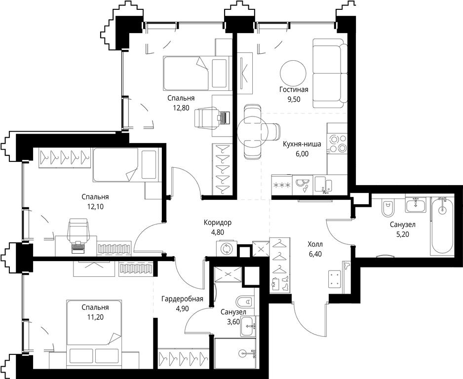 3-BD Apartment Sale, 76.5平方米 at SET, Vereyskaya Street, Moscow, Russia #1 3-BD Apartment Sale, 76.5平方米 at SET, Vereyskaya Street, Moscow, Russia #1