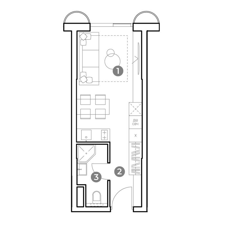 Apartment Sale, 23.3平方米 at Nametkin Tower, Namyotkina Street, 10А, Moscow, Russia #1