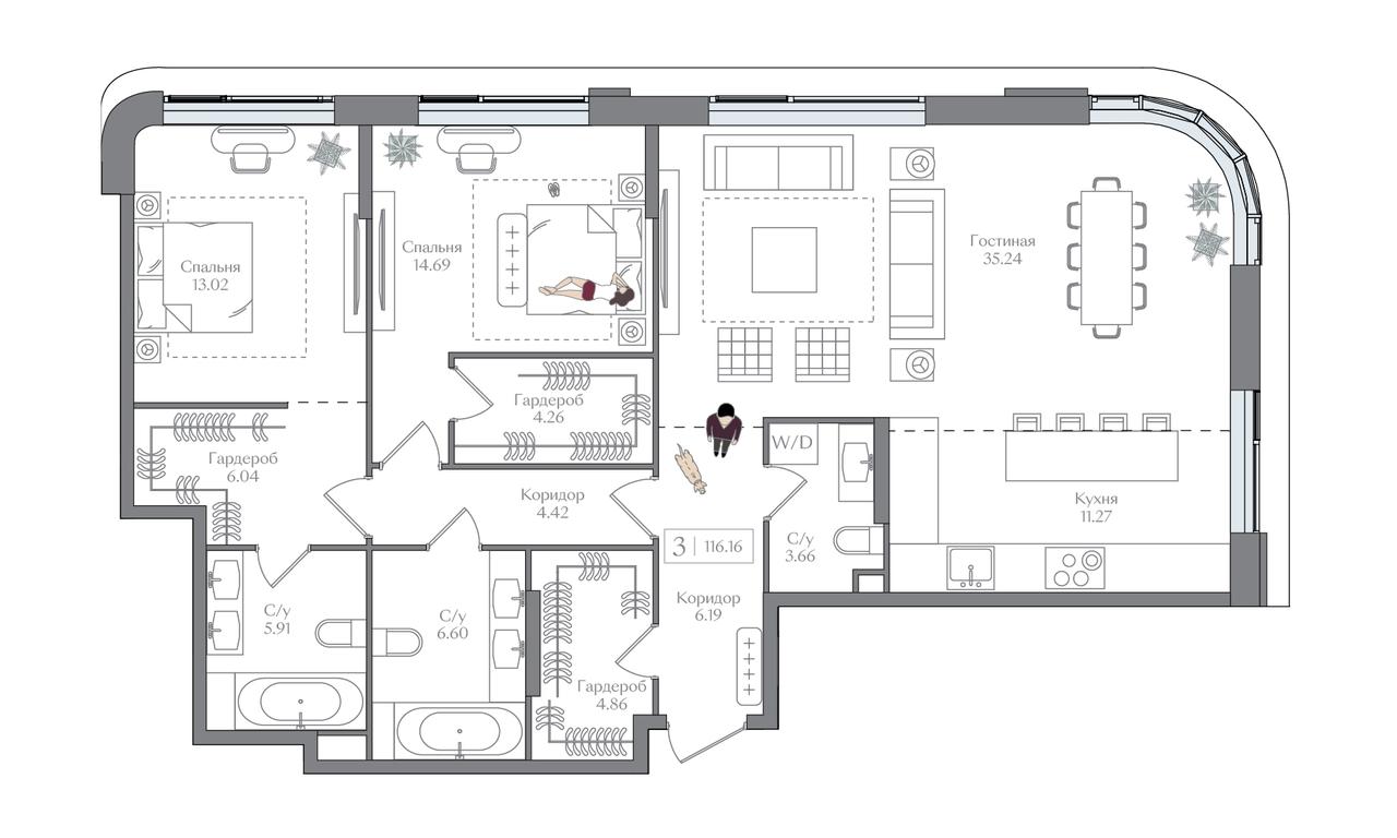 2-BD Apartment Sale, 116.16 sq. m. at Preobrazhenskaya ploschad, 1st Bukhvostova Street, Moscow, Russia #1 2-BD Apartment Sale, 116.16 sq. m. at Preobrazhenskaya ploschad, 1st Bukhvostova Street, Moscow, Russia #1