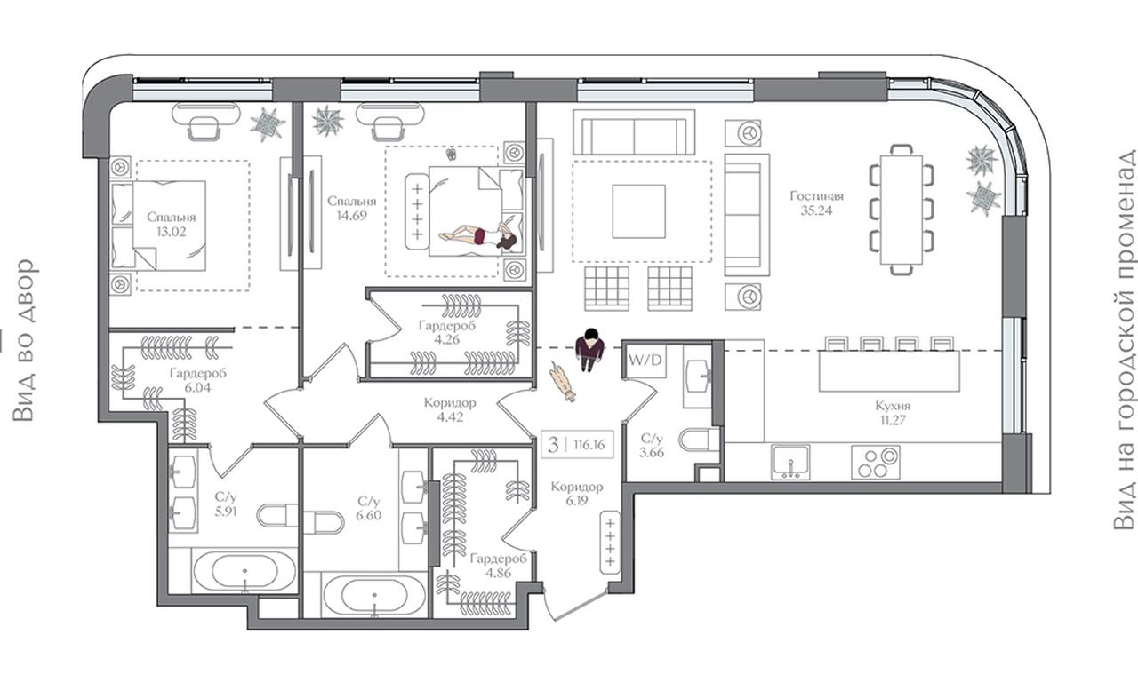 2-BD Apartment Sale, 116.16 sq. m. at Preobrazhenskaya ploschad, 1st Bukhvostova Street, Moscow, Russia #2 2-BD Apartment Sale, 116.16 sq. m. at Preobrazhenskaya ploschad, 1st Bukhvostova Street, Moscow, Russia #2