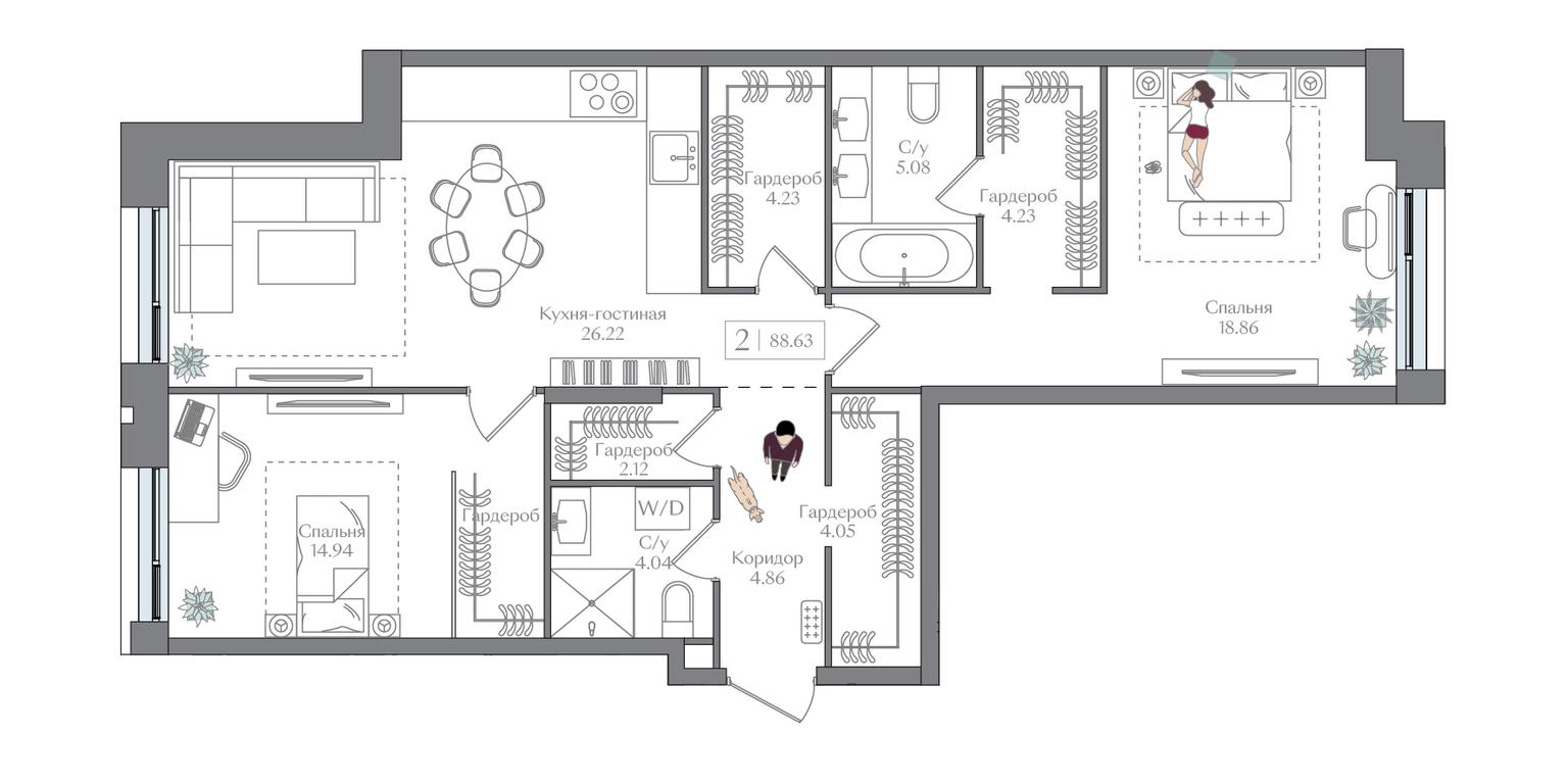 1-BD Apartment Sale, 88.63 sq. m. at Preobrazhenskaya ploschad, 1st Bukhvostova Street, Moscow, Russia #1 1-BD Apartment Sale, 88.63 sq. m. at Preobrazhenskaya ploschad, 1st Bukhvostova Street, Moscow, Russia #1