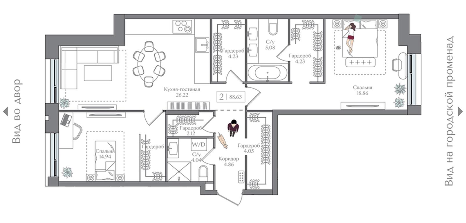 1-BD Apartment Sale, 88.63 sq. m. at Preobrazhenskaya ploschad, 1st Bukhvostova Street, Moscow, Russia #2 1-BD Apartment Sale, 88.63 sq. m. at Preobrazhenskaya ploschad, 1st Bukhvostova Street, Moscow, Russia #2