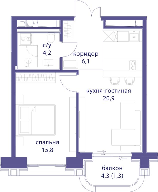 1-BD Apartment Sale, 48.3平方米 at Tatarskaya 35, Bolshaya Tatarskaya Street, Moscow, Russia #1 1-BD Apartment Sale, 48.3平方米 at Tatarskaya 35, Bolshaya Tatarskaya Street, Moscow, Russia #1