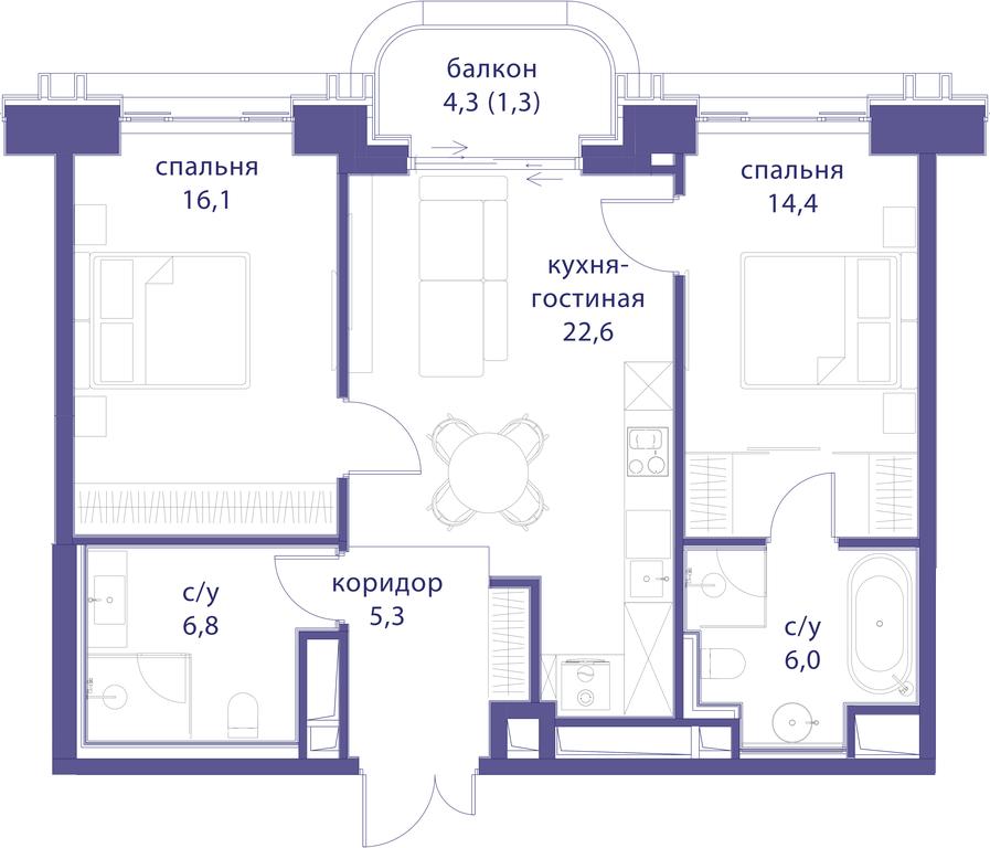 2-BD Apartment Sale, 72.5 sq. m. at Tatarskaya 35, Bolshaya Tatarskaya Street, Moscow, Russia #1 2-BD Apartment Sale, 72.5 sq. m. at Tatarskaya 35, Bolshaya Tatarskaya Street, Moscow, Russia #1
