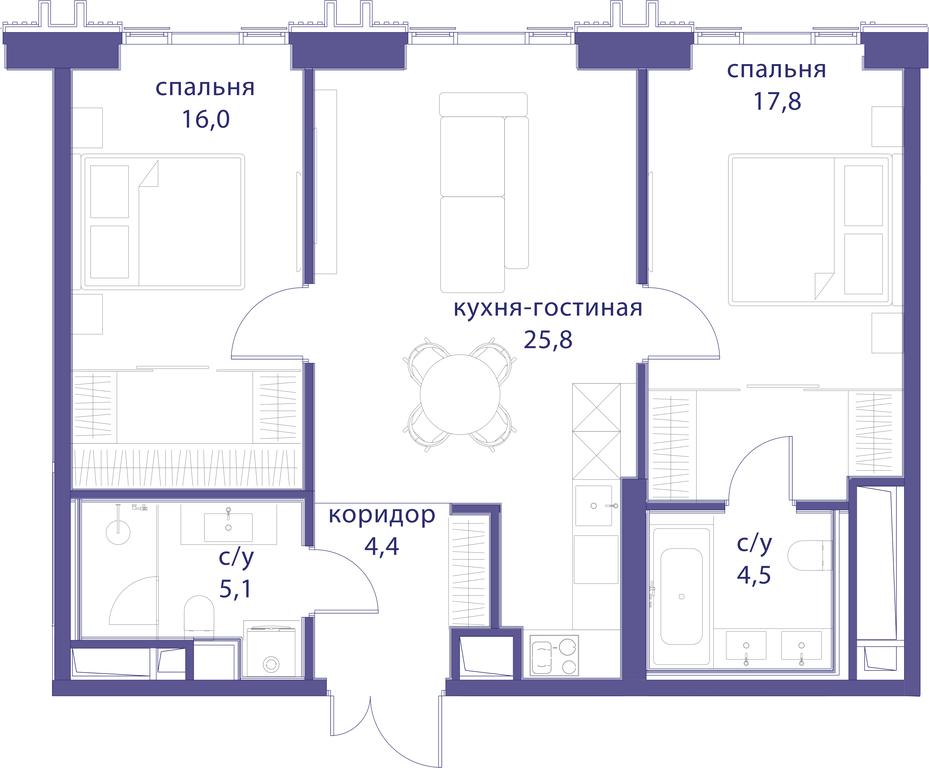 2-BD Apartment Sale, 73.6 sq. m. at Tatarskaya 35, Bolshaya Tatarskaya Street, Moscow, Russia #1 2-BD Apartment Sale, 73.6 sq. m. at Tatarskaya 35, Bolshaya Tatarskaya Street, Moscow, Russia #1