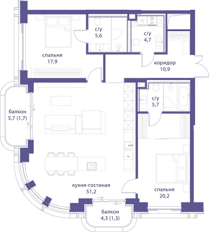 2-BD Apartment Sale, 119.2平方米 at Tatarskaya 35, Bolshaya Tatarskaya Street, Moscow, Russia #1 2-BD Apartment Sale, 119.2平方米 at Tatarskaya 35, Bolshaya Tatarskaya Street, Moscow, Russia #1