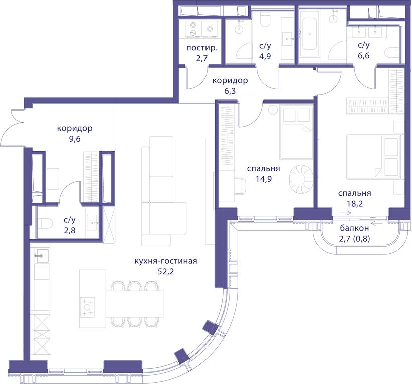 2-BD Apartment Sale, 119平方米 at Tatarskaya 35, Bolshaya Tatarskaya Street, Moscow, Russia #1