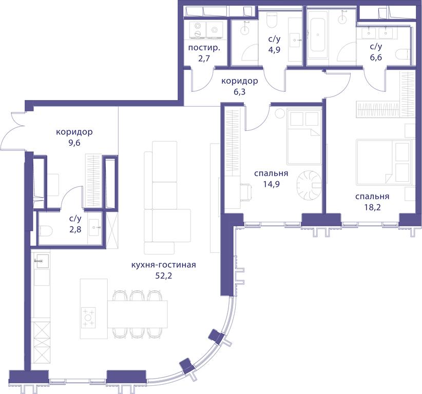 2-BD Apartment Sale, 118.2 sq. m. at Tatarskaya 35, Bolshaya Tatarskaya Street, Moscow, Russia #1 2-BD Apartment Sale, 118.2 sq. m. at Tatarskaya 35, Bolshaya Tatarskaya Street, Moscow, Russia #1