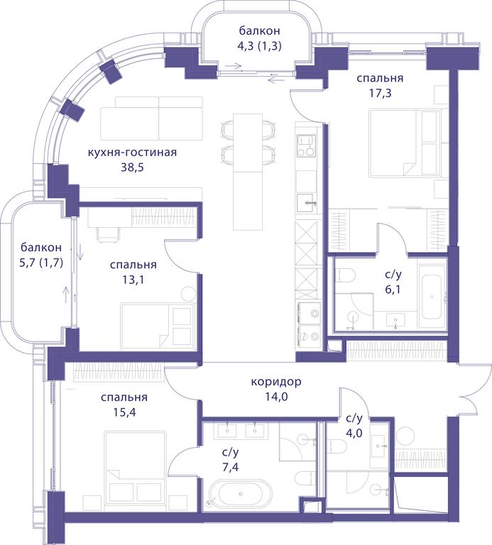 3-BD Apartment Sale, 118.8平方米 at Tatarskaya 35, Bolshaya Tatarskaya Street, Moscow, Russia #1 3-BD Apartment Sale, 118.8平方米 at Tatarskaya 35, Bolshaya Tatarskaya Street, Moscow, Russia #1