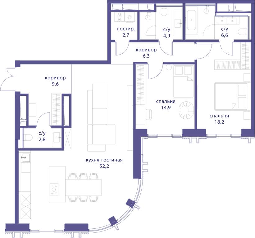 2-BD Apartment Sale, 118.2平方米 at Tatarskaya 35, Bolshaya Tatarskaya Street, Moscow, Russia #1