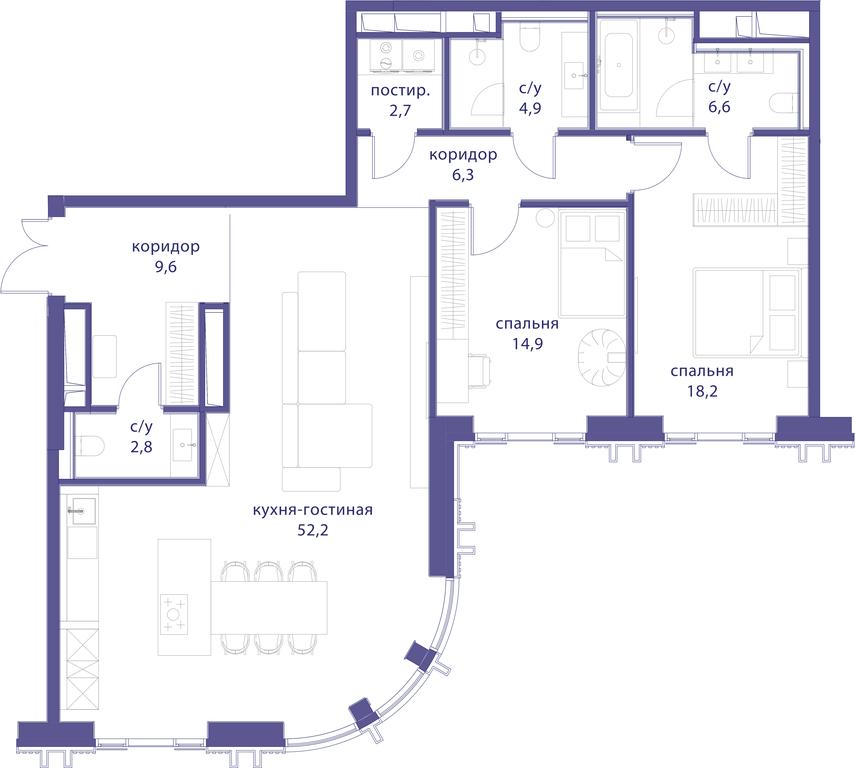 2-BD Apartment Sale, 118.2平方米 at Tatarskaya 35, Bolshaya Tatarskaya Street, Moscow, Russia #1