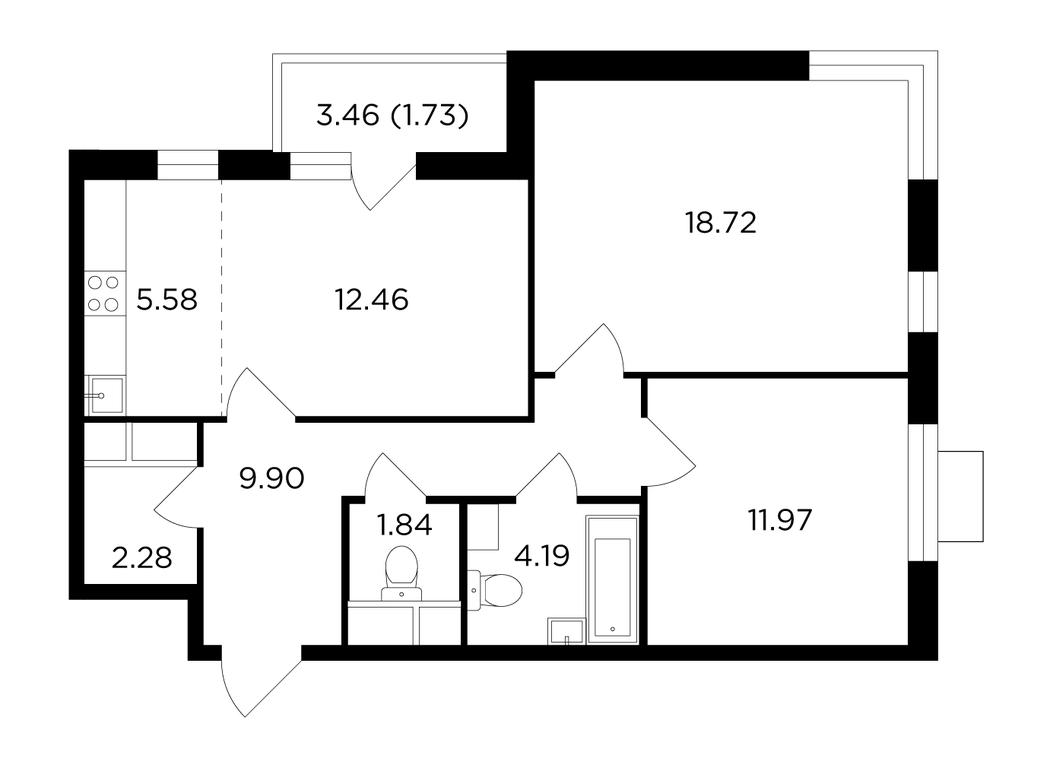 2-BD Apartment Sale, 68.8平方米 at Odingrad. Kvartal "Semeynyi", жилой комплекс Одинград квартал Семейный, Одинцово, Московская область, Россия #1 2-BD Apartment Sale, 68.8平方米 at Odingrad. Kvartal "Semeynyi", жилой комплекс Одинград квартал Семейный, Одинцово, Московская область, Россия #1