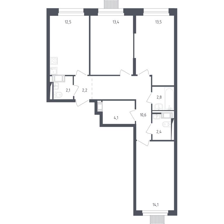 2-BD Apartment Sale, 76.7平方米 at Mytishchi Park, Silikatnaya ulitsa, 41к3, Mytischi, Moscow Region, Russia #1 2-BD Apartment Sale, 76.7平方米 at Mytishchi Park, Silikatnaya ulitsa, 41к3, Mytischi, Moscow Region, Russia #1
