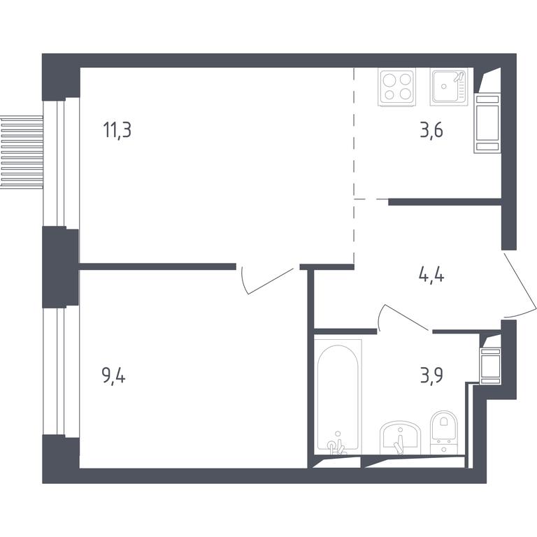 Apartment Sale, 32平方米 at Mytishchi Park, Silikatnaya ulitsa, 41к3, Mytischi, Moscow Region, Russia #1
