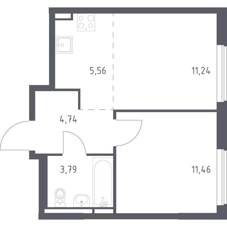 Apartment Sale, 36.79 sq. m. at Mytishchi Park, Silikatnaya ulitsa, 41к3, Mytischi, Moscow Region, Russia #1