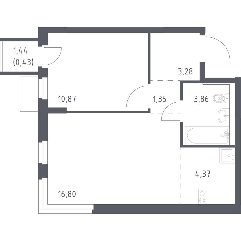 Apartment Sale, 40.96平方米 at Mytishchi Park, Silikatnaya ulitsa, 41к3, Mytischi, Moscow Region, Russia #1