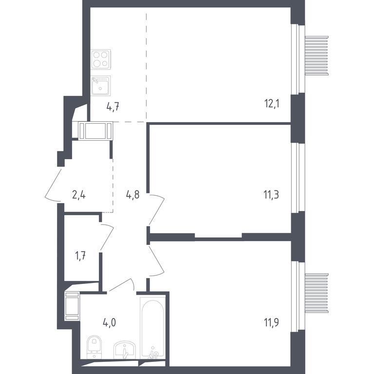1-BD Apartment Sale, 52.2平方米 at Mytishchi Park, Silikatnaya ulitsa, 41к3, Mytischi, Moscow Region, Russia #1 1-BD Apartment Sale, 52.2平方米 at Mytishchi Park, Silikatnaya ulitsa, 41к3, Mytischi, Moscow Region, Russia #1
