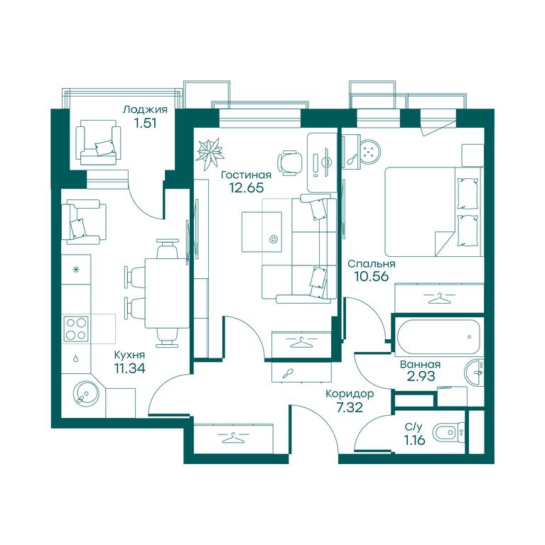 1-BD Apartment Sale, 47.4平方米 at Ravnovesie, zhiloy kompleks Ravnovesiye, selo Perkhushkovo, Odintsovskiy City District, Moscow Region, Russia #1 1-BD Apartment Sale, 47.4平方米 at Ravnovesie, zhiloy kompleks Ravnovesiye, selo Perkhushkovo, Odintsovskiy City District, Moscow Region, Russia #1