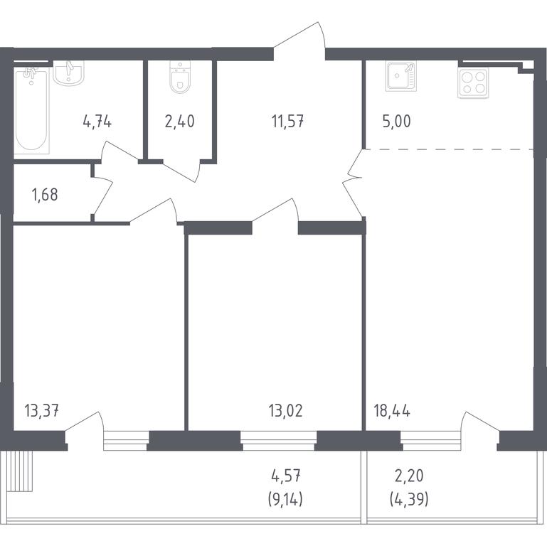 Продажа 1-комн. квартиры, 76,99 м² в ЖК «Егорово Парк», 1-й квартал, посёлок Жилино-1, городской округ Люберцы, Московская область, Россия #1