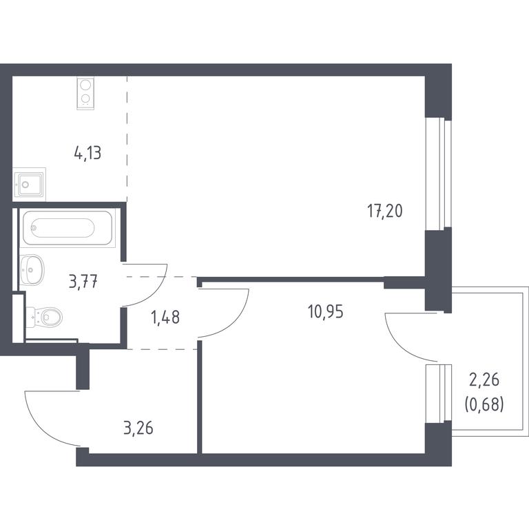 Apartment Sale, 41.47平方米 at Egorovo Park, 1-y kvartal, posyolok Zhilino-1, Lubertsy City District, Moscow Region, Russia #1