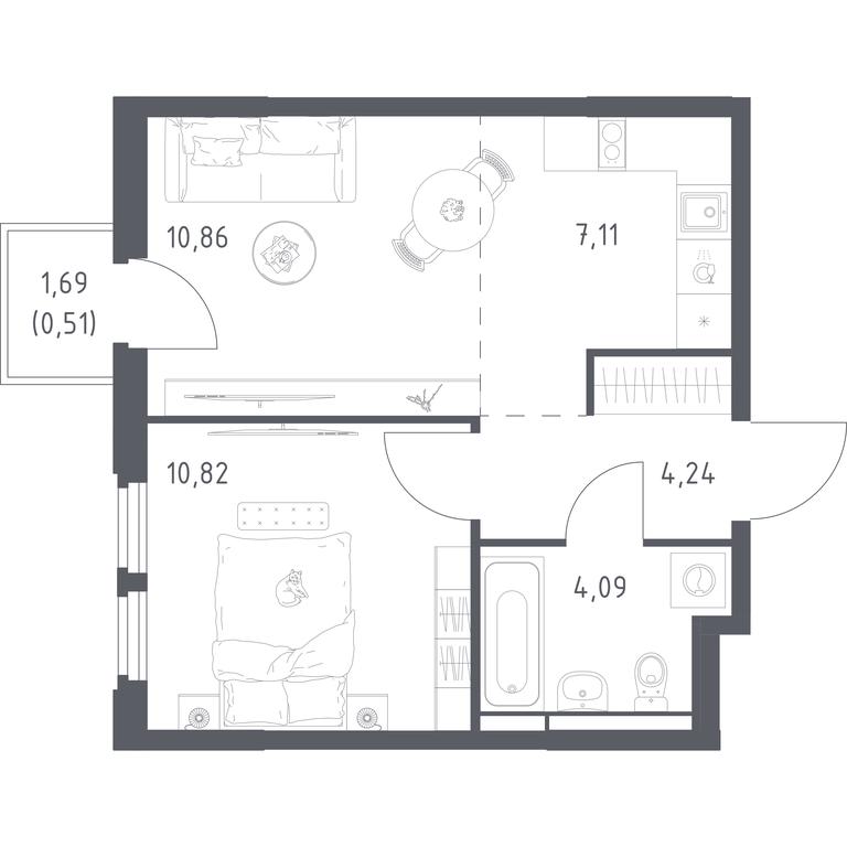 Apartment Sale, 37.63平方米 at Kosmicheskiy kvartal, M.K. Tikhonravova Street, Yubileyniy Microdistrict, Korolyov, Moscow Region, Russia #2