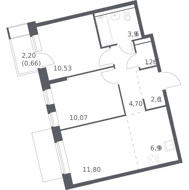 1-BD Apartment Sale, 52.58平方米 at Kvartal Zapadnyj, kvartal № 76, Marushkinskoye Settlement, Moscow, Russia #1 1-BD Apartment Sale, 52.58平方米 at Kvartal Zapadnyj, kvartal № 76, Marushkinskoye Settlement, Moscow, Russia #1