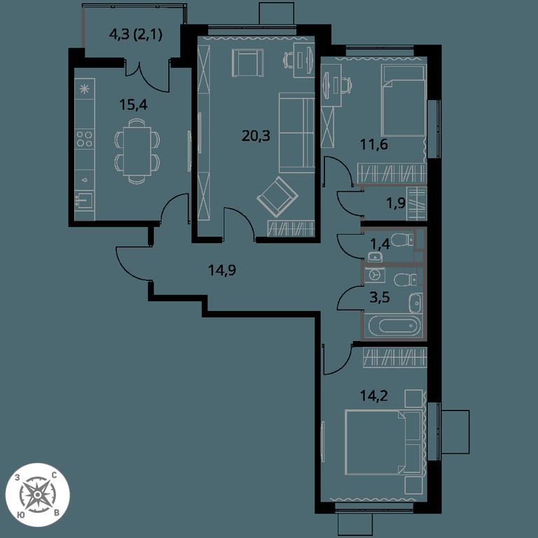 Продажа 3-комн. квартиры, 85,3 м² в ЖК «Первый Шереметьевский», Комсомольская улица, 16, Химки, Московская область, Россия #1 Продажа 3-комн. квартиры, 85,3 м² в ЖК «Первый Шереметьевский», Комсомольская улица, 16, Химки, Московская область, Россия #1