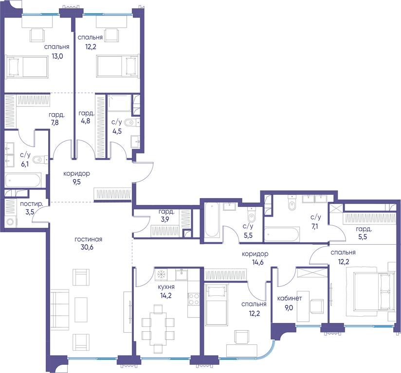 6-BD Apartment Sale, 176.3 sq. m. at Ostrov, Nizhnye Mnyovniki Street, 37Ас4, Moscow, Russia #1 6-BD Apartment Sale, 176.3 sq. m. at Ostrov, Nizhnye Mnyovniki Street, 37Ас4, Moscow, Russia #1