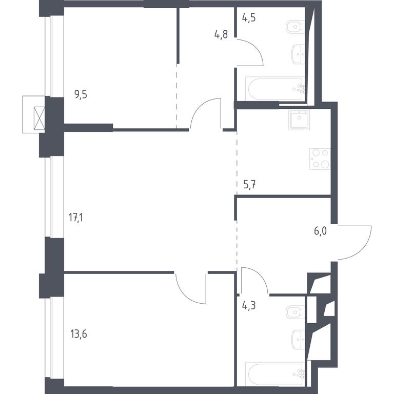 2-BD Apartment Sale, 92.86平方米 at Vereiskaya 41, Vereyskaya Street, 41, Moscow, Russia #1 2-BD Apartment Sale, 92.86平方米 at Vereiskaya 41, Vereyskaya Street, 41, Moscow, Russia #1